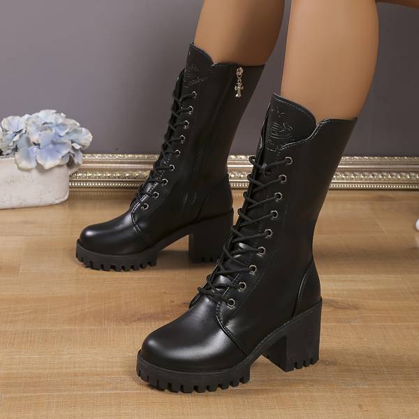 Chloé | Bottes Noir Élégante Pour Femme | À Lacets