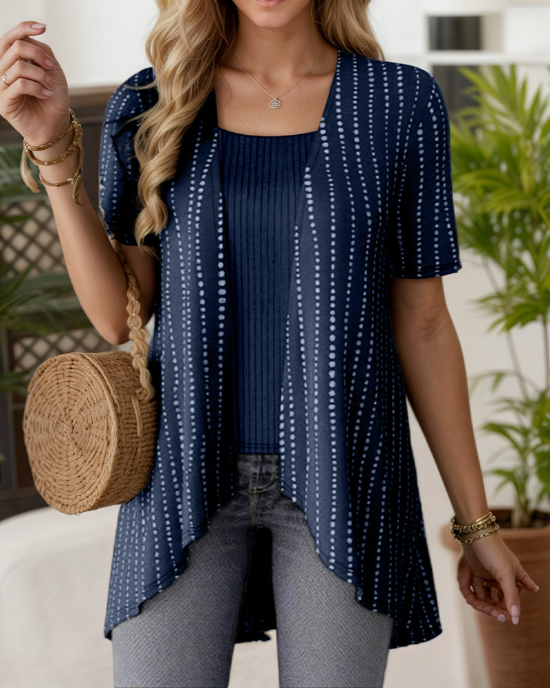 Top Navetteur Casual Imprimé Faux Deux-Pièces