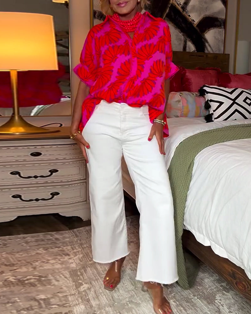Blouse Mode Col Imprimée