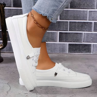 Morgane |  Chaussons confortables blancs 'Orthofit' avec semelle intérieure souple et respirante