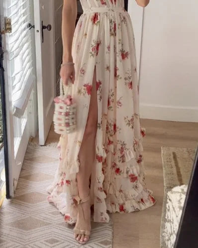 Carlota | Robe d'invitée de Mariage fleurie  pour femme | Maxi