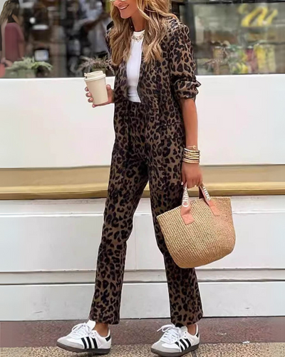 ARILA - ENSEMBLE VESTE & PANTALON IMPRIMÉ LÉOPARD