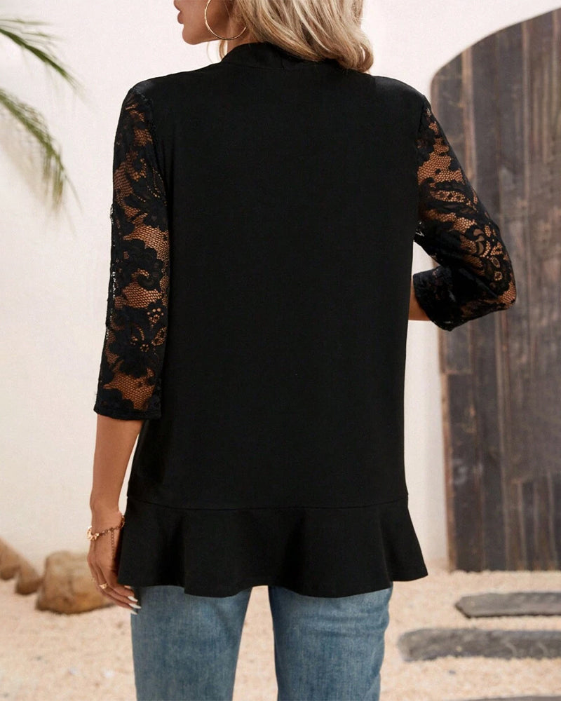 Manteau Tempérament Slim Fit Dentelle Design