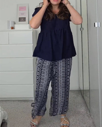 Costume Décontracté Ample Imprimé Deux Pièces