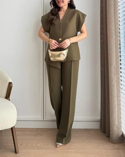 Ensemble deux pièces haut et pantalon asymétriques