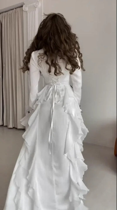 Robe longue à col montant