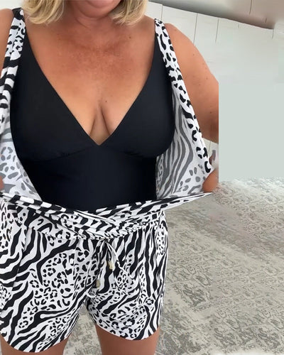 Maillot de Bain Slim Fit avec Motif Zebra