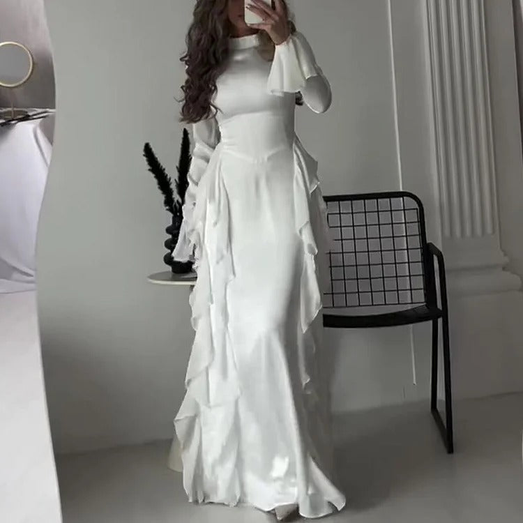 Robe longue à col montant
