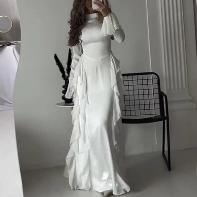 Robe longue à col montant