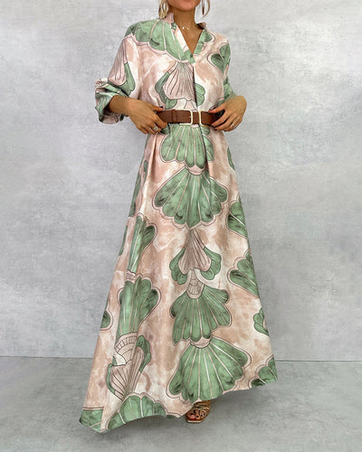 Robe Élégante À Imprimé Feuillage