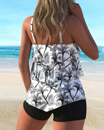 Tankini À La Mode À Bretelles Imprimé Deux Pièces