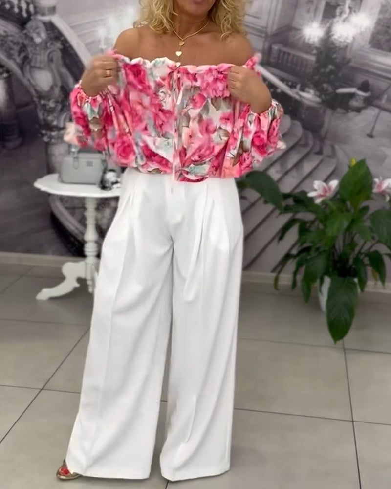 Blouse Sexy Off-Shoulder Imprimée