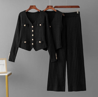 Erika™ - Élégant ensemble de gilet en tricot avec cardigan et pantalon