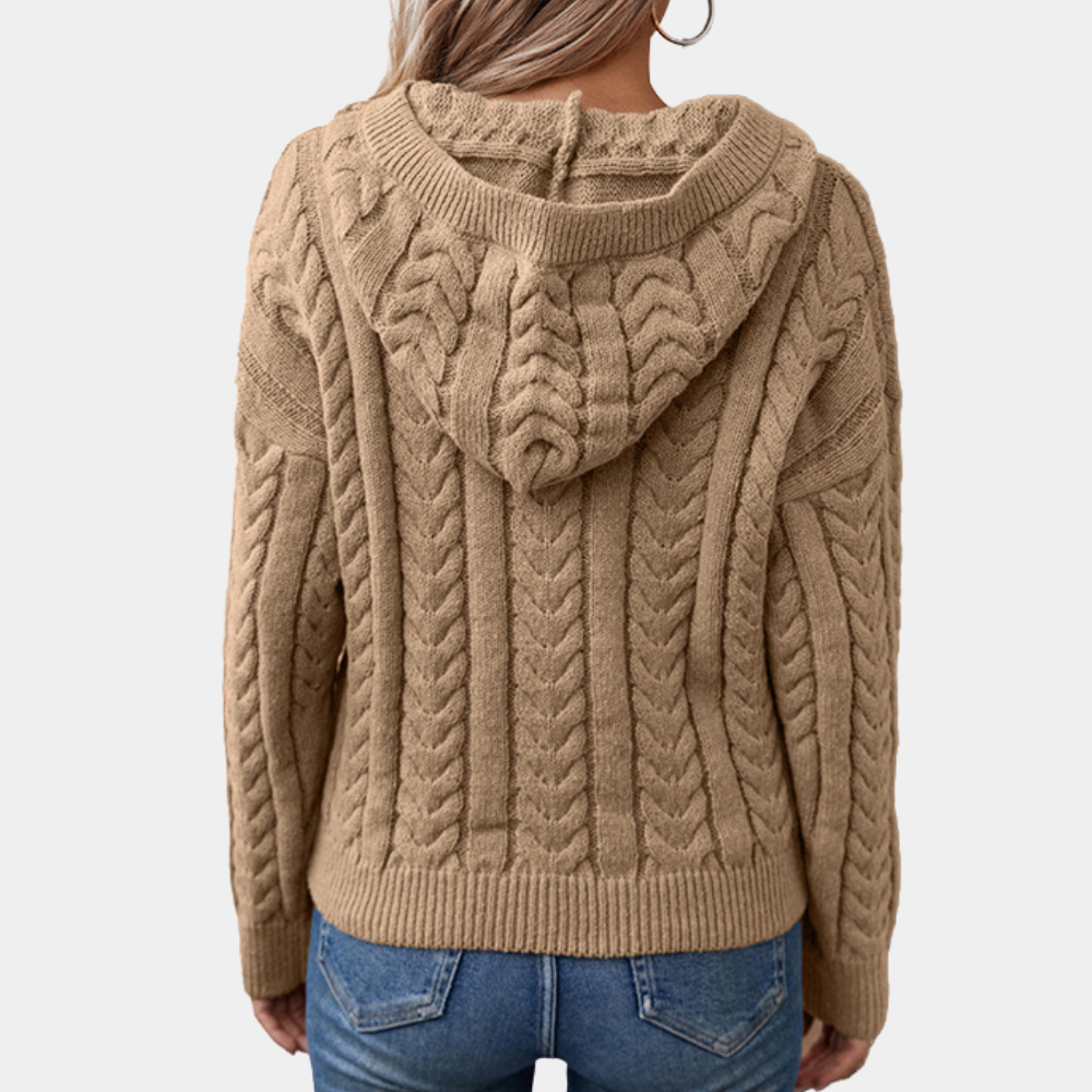 SAMANTHA - Pull Tricoté à Capuche Classique pour Femmes