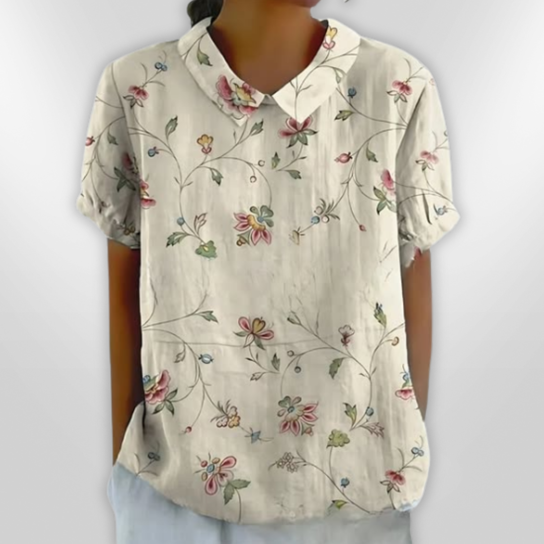 LINA | Blouse en lin à fleurs