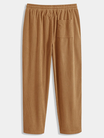 Chemise à capuche en velours côtelé colorblock coupe décontractée et pantalon droit en velours côtelé