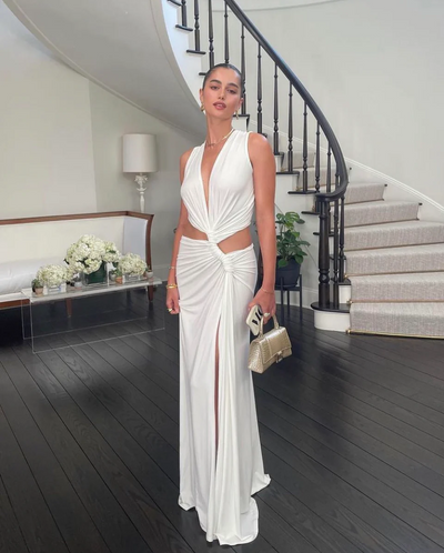 Jade - Robe D'Été Tendance Avec Décolleté En V Et Ceinture