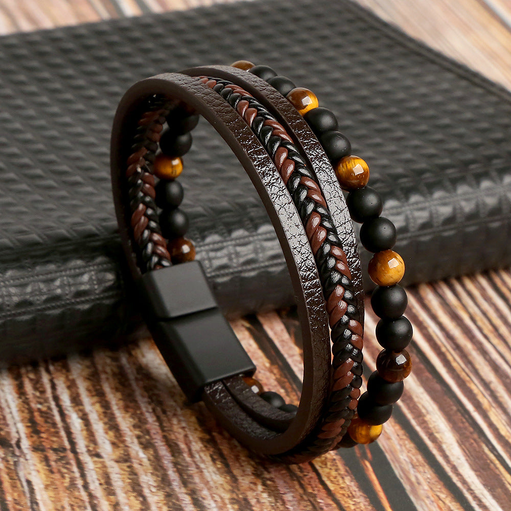 Lucas - Jeu de bracelets en cuir élégants pour hommes avec style