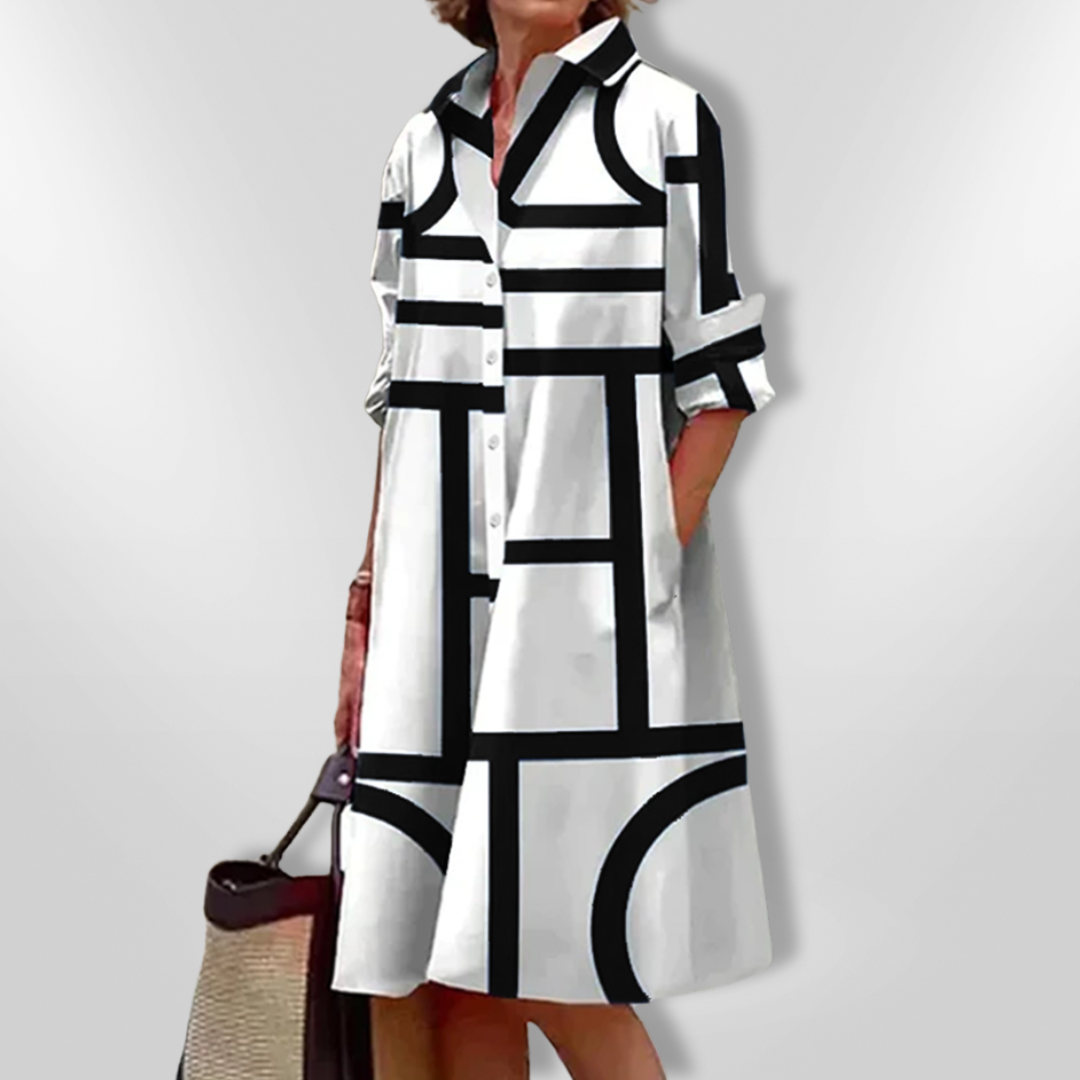 Valérie | Robe Midi avec Motif Géométrique