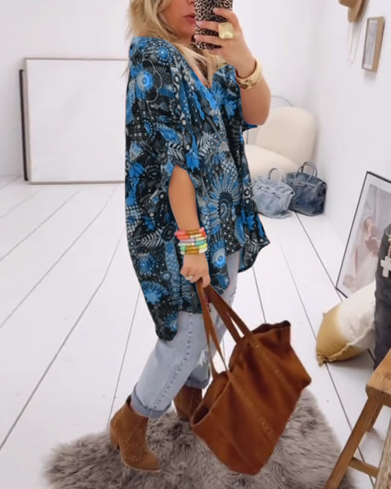 MARLENA - BLOUSE LOOSE À IMPRIMÉ BOHÈME