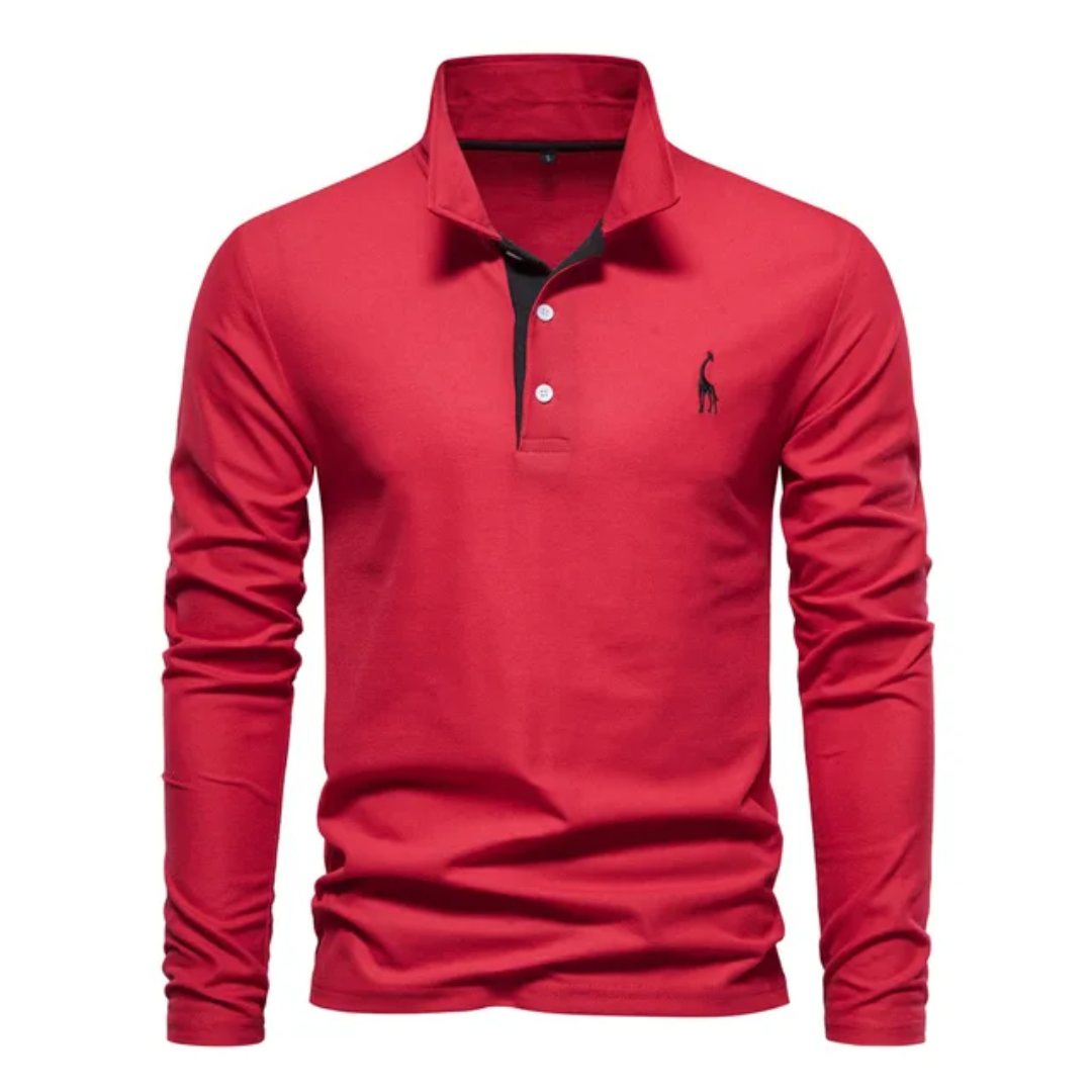 Polo homme – Coupe droite – Manches longues – Tissu respirant – Style décontracté
