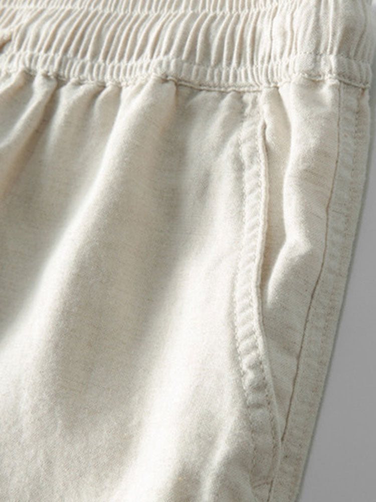 Chemise boutonnée en mélange de lin et rayonne et pantalon droit en lin