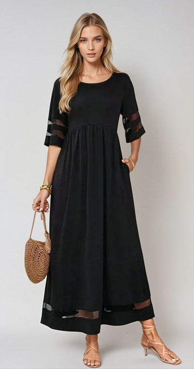 Jade | Robe Simple Manches 3/4 pour femme | Maxi