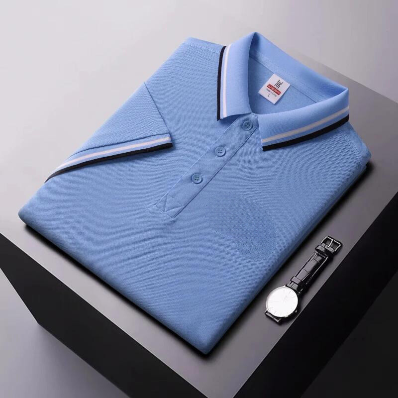 Polo homme – Coupe droite – Tissu respirant – Col rayé élégant casual