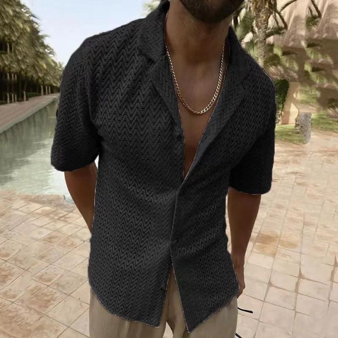 Polo homme – Coupe décontractée – Maille douce – Motif texturé – Manches courtes