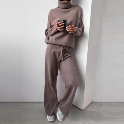 Clara™ - Ensemble confortable de 2 pièces avec pull à col roulé et pantalon long