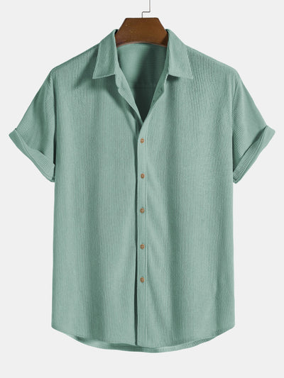Ensemble Estival : Chemise à Manches Courtes en Velours Côtelé & Short