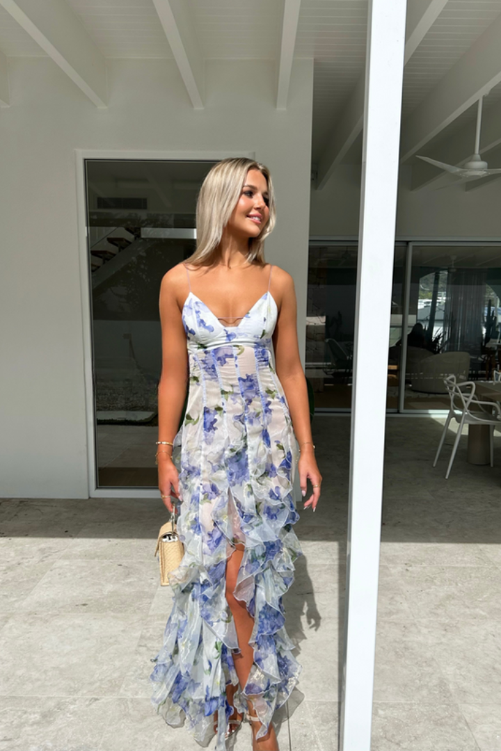 Robe Longue Fleurie à Volants | Élégance Estivale | Légère et Aérienne