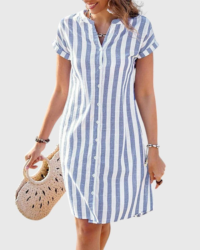 LINA™ | Robe-Chemise Rayée