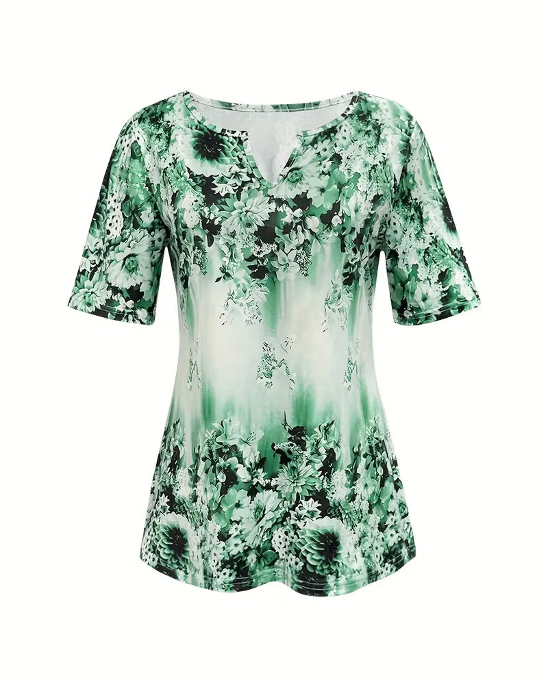 Blouse Manches Courtes Imprimée Décontractée