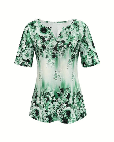 Blouse Manches Courtes Imprimée Décontractée