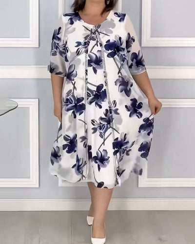 Robe décontractée imprimée col rond