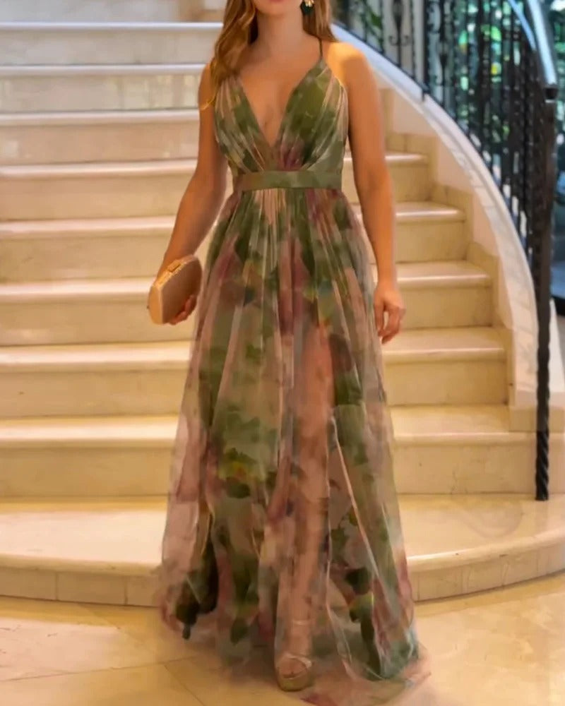 Robe élégante en mousseline imprimée