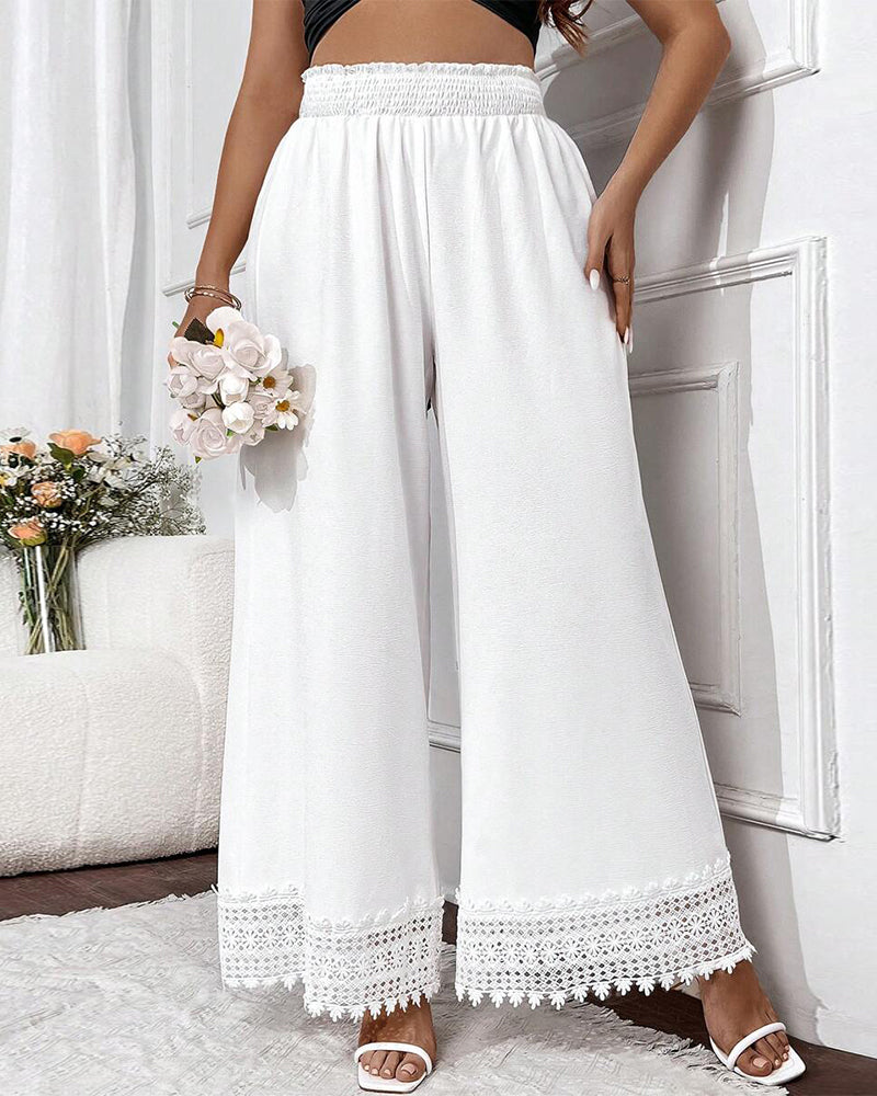 Pantalon Mode Dentelle Couture Jambe Large