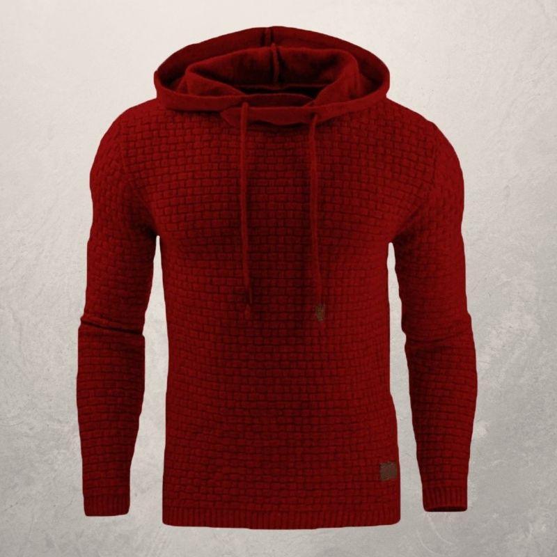 Pull homme – Coupe slim – Maille douce texturée – Capuche ajustable – Manches longues