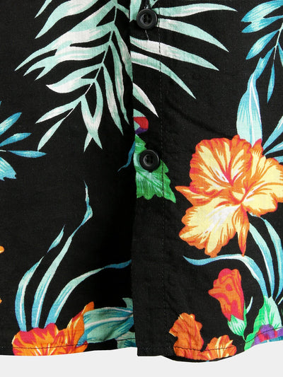 chemise d'homme en pur coton à imprimé style de vacances hawaïennes