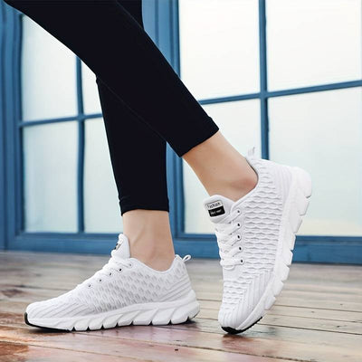 Baskets femme – Basse coupe – Maille respirante – Semelle mémoire de forme – Lacets ajustables
