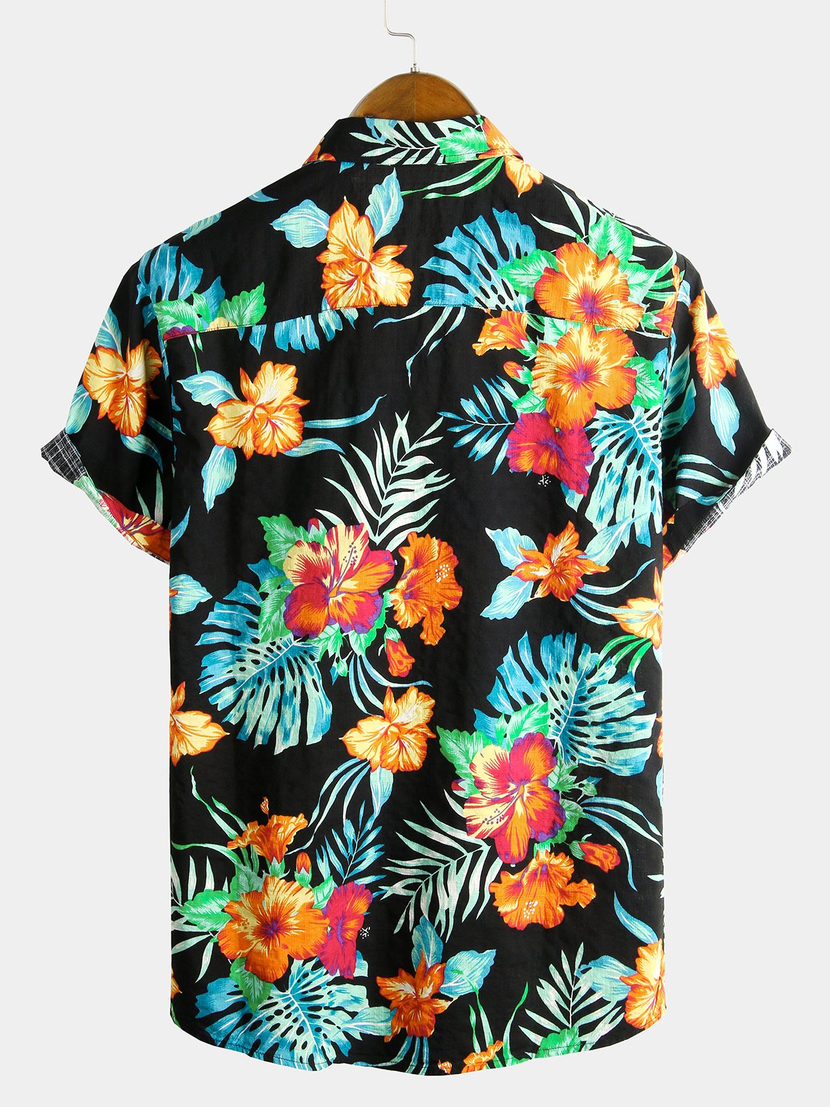 chemise d'homme en pur coton à imprimé style de vacances hawaïennes
