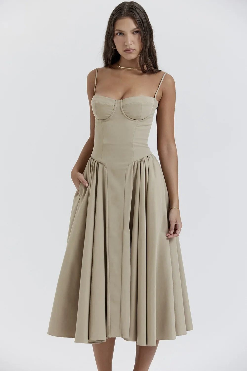 Éléanor - Robe D'Été Midi Chic Corsaire Pour Les Occasions Spéciales