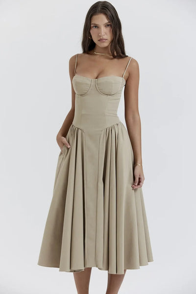 Éléanor - Robe D'Été Midi Chic Corsaire Pour Les Occasions Spéciales