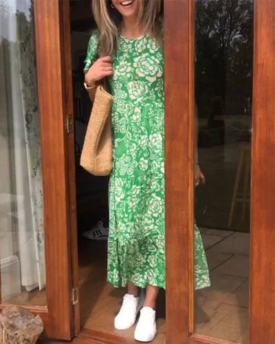 Zaar| Robe longue à manches courtes avec motif floral