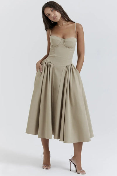 Éléanor - Robe D'Été Midi Chic Corsaire Pour Les Occasions Spéciales