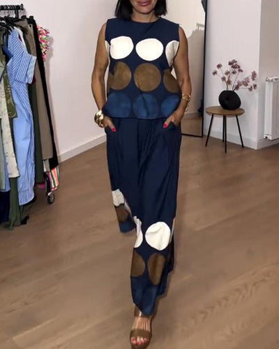 Costume Sans Manches À Pois Mode