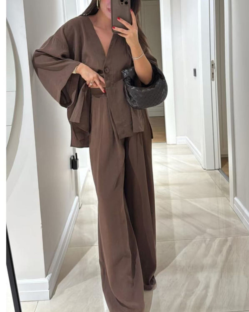 Lisa™ | Ensemble 2 pièces col V & pantalon