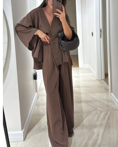 Lisa™ | Ensemble 2 pièces col V & pantalon