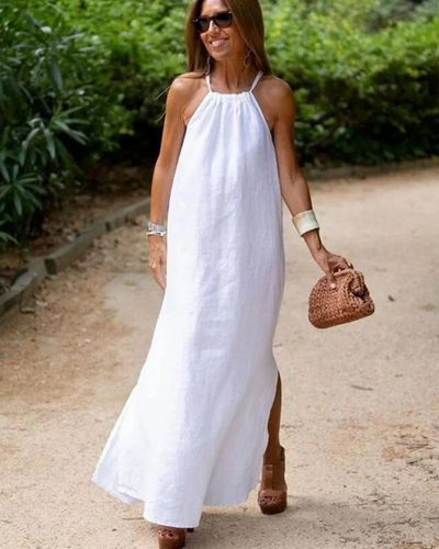 DOWN THE COVE – Robe Longue en Mélange de Lin